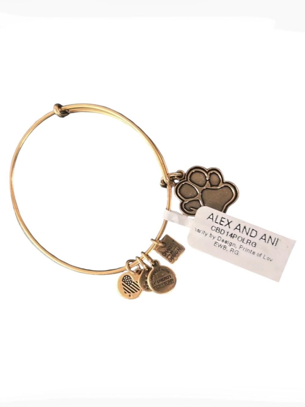 Alex and Ani Paw Print Charm Bangle Bracelet 
$30